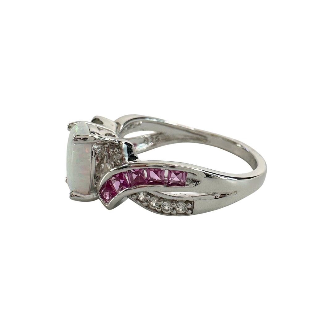 Beautiful Lab Created Opal & Sapphire Ring - Size 7 - Picture 4 of 15